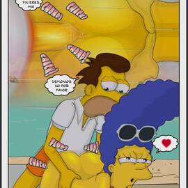 Cartoon - Lenny Leonard se Culea a Marge Simpson en la Playa - 11