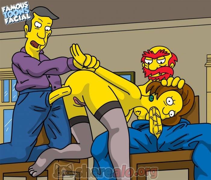 El Jardinero Willie y Skinner Follando a Edna Krabappel 4