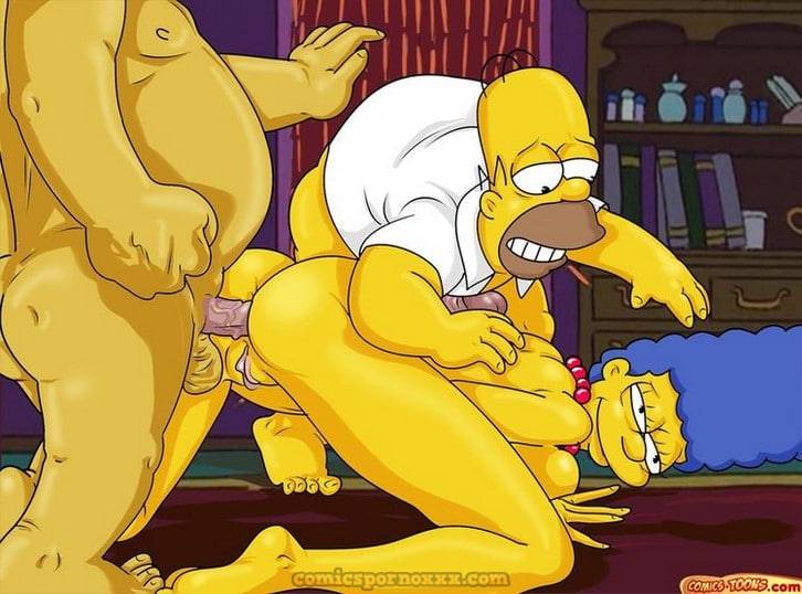 Homero y Marge Simpson Trio Porno con el Nerd de las Historietas 2