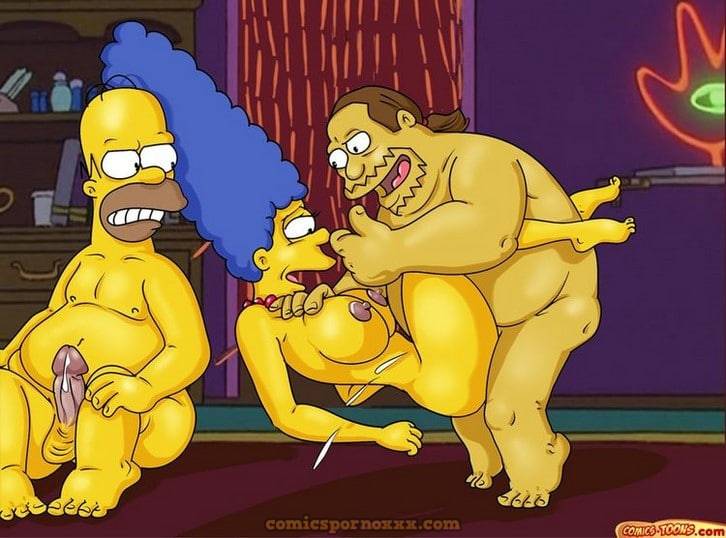 Homero y Marge Simpson Trio Porno con el Nerd de las Historietas 5