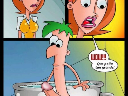 Phineas y Ferb Culean a su Mama en el Baño