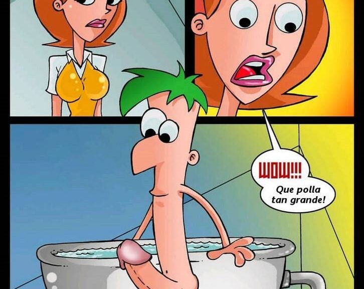 Phineas y Ferb Culean a su Mama en el Baño