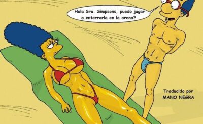 En la Playa con Marge (Milhouse Penetra a Marge Simpson) - Hentai - Comics - Manga