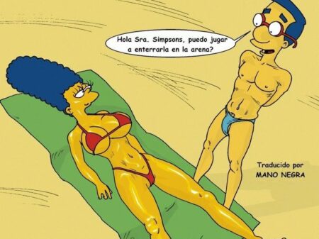En la Playa con Marge (Milhouse Penetra a Marge Simpson) - Hentai - Comics - Manga