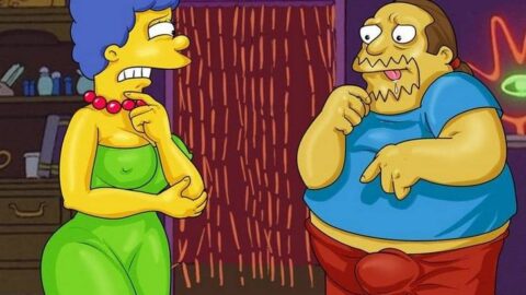 Homero y Marge Simpson Trio Porno con el Nerd de las Historietas