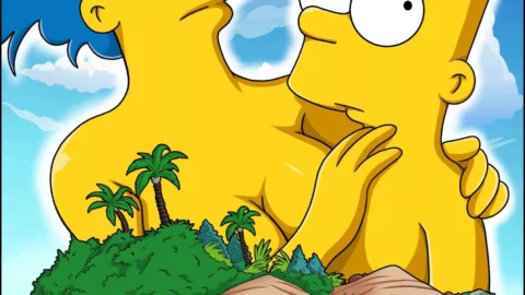 Marge y Bart Simpson Culean en una Isla Paraiso