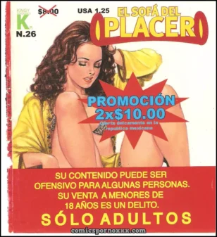 Mujer de cabello rizado en albornoz amarillo abierto exhibiendo pechos expuestos El Sofá del Placer #26