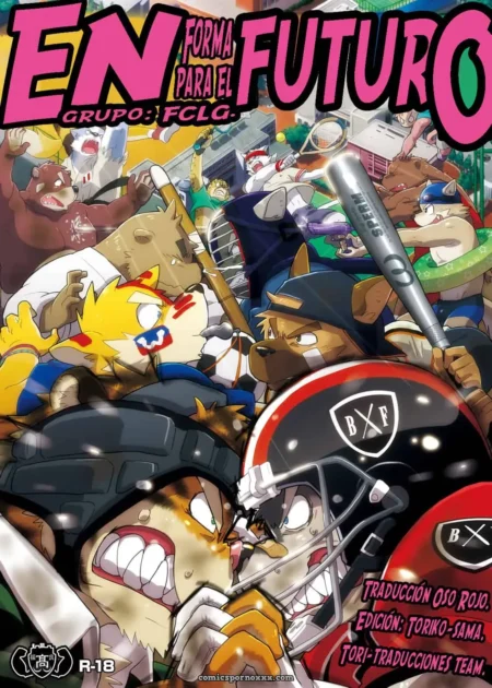 En el futuro, un grupo de personajes se enfrentan a una batalla épica con armas y escudos, mientras algunos de ellos luchan por un trofeo.