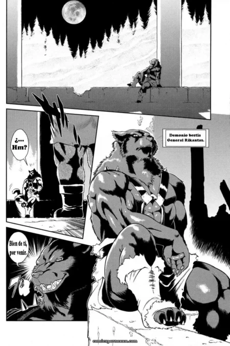 Hombre bestia con pelo negro y orejas de gato, mirando hacia arriba. +18 nsfw