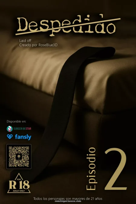 Poster de episodio 2 de Despedido con una cinta negra sobre una cama. +18 nsfw