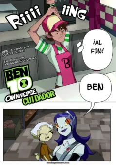 Ben ajusta su gorra en la cocina mientras Rook y una alienígena de ojos amarillos susurran con labios húmedos en el almacén.