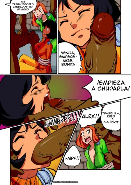 Alex de Totally Spies con cabello rojo chupa un pene grande profundamente mientras gime ¡Empieza a chuparla!
