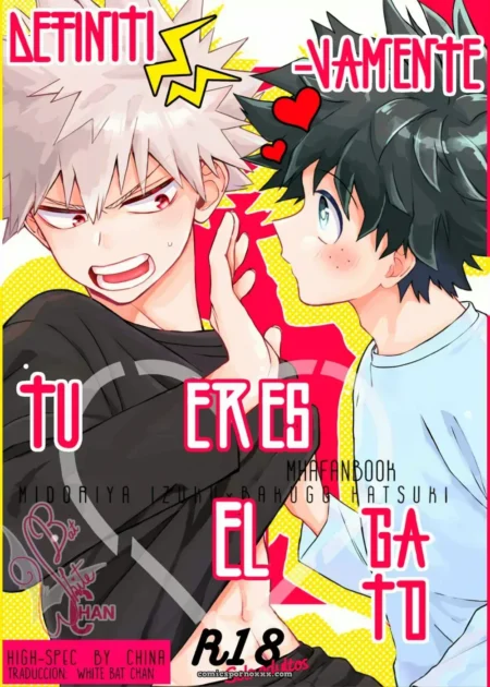 Pelo gris besa con lengua mejilla de pelo negro, corazones rojos, deseo sexual, R18: Tú eres el gato