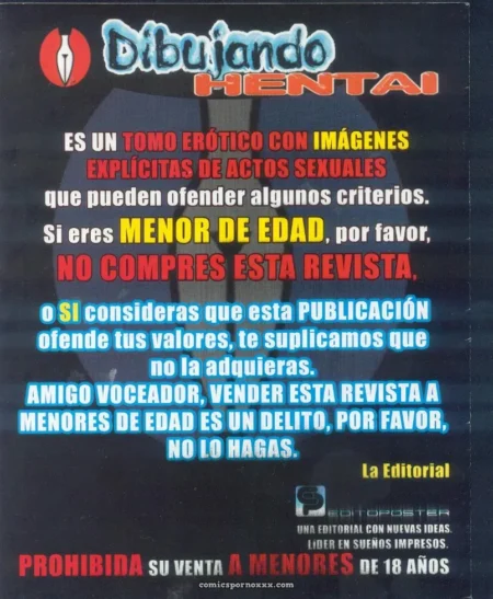 Portada de Dibujando Hentai Vol11 advierte actos sexuales explícitos como penetración anal y oral para adultos
