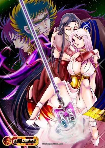 Pandora besa a Athena mientras le mete la mano en su coño, apretando sus pechos y nalgas en un abrazo ardiente.