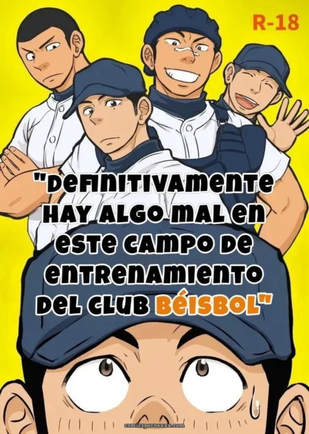 Jóvenes del club de béisbol sudorosos con pantalones ajustados marcando erecciones en el campo de entrenamiento caliente