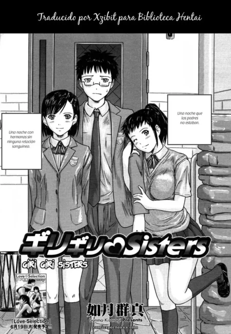 Chicas en uniforme escolar ajustado senos apretados piernas expuestas mano en pecho del chico seducción explícita manga
