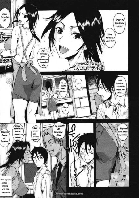 Mujer con falda corta levantando ropa interior, vagina expuesta hombres observan excitados Swallowtail NSFW