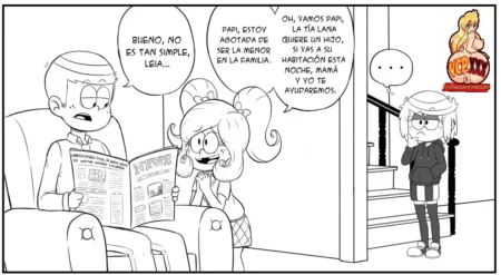 Cómic erótico de Expanding The Family con personajes planeando un encuentro sexual grupal para procrear.