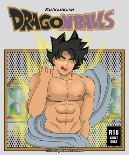 Goku torso desnudo y musculoso haciendo un gesto obsceno con el dedo medio mientras desprende un aura dorada.