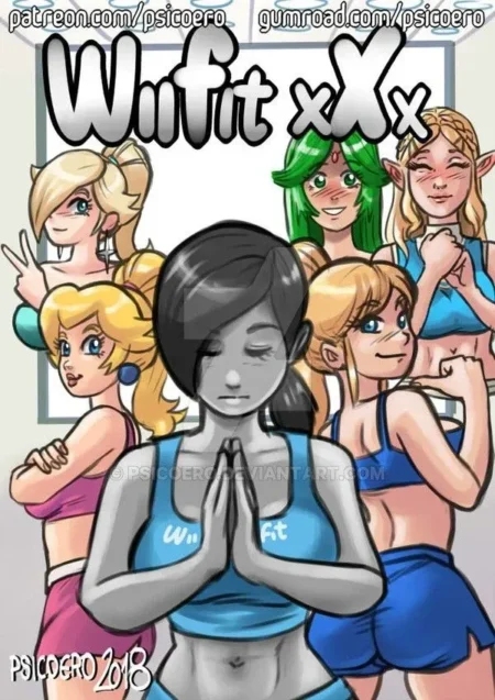 Mujeres de Nintendo con ropa deportiva ajustada y escotes pronunciados en un dibujo erótico de Psicoero Wiifit Xxx.