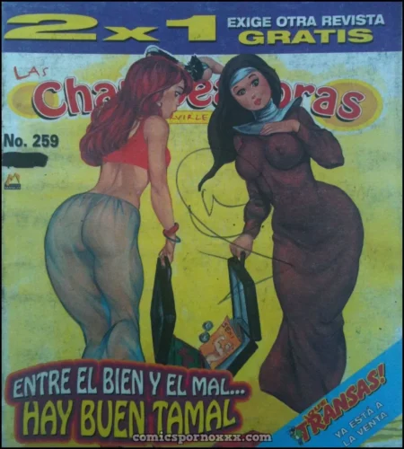 Dos mujeres curvilíneas con ropa ajustada posando sensuales en la portada de la revista Las Chambeadoras número 259.