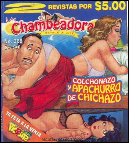 Mujer con bra blanco y falda roja sentada sobre la cara de un hombre mientras otra mujer desnuda yace debajo de la cama.