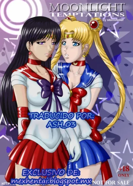Sailor Mars y Sailor Venus con uniformes ajustados y pechos prominentes en Moonlight Temptations.