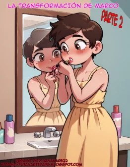 Mujer joven con vestido amarillo aplicándose lápiz labial frente al espejo en el baño.