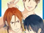 Tres hombres jóvenes abrazados en una portada de manga yaoi con expresiones sensuales y provocativas.
