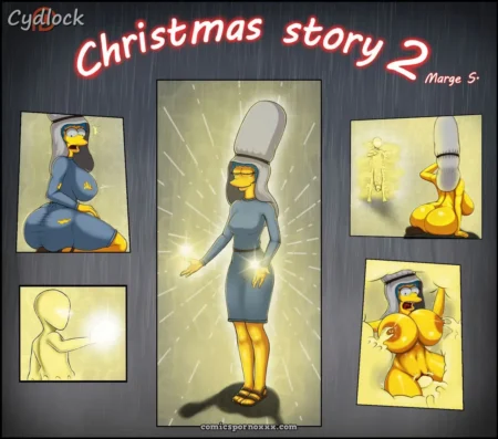 Marge Simpson desnuda y vestida con ropa ajustada en poses eróticas y fetichistas con pechos y glúteos hipertrofiados.