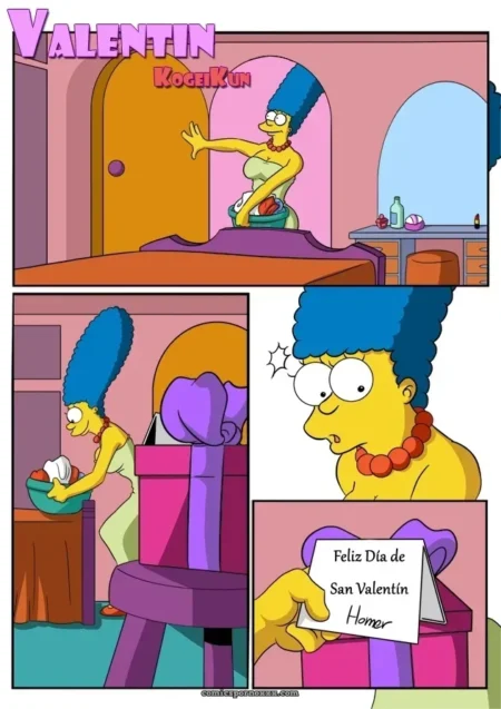 Marge Simpson encuentra una nota de Homer en una caja mientras se prepara para el sexo anal de San Valentín.