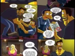 Cómic NSFW de La Aventura de Darren #5 con Moe y un hombre musculoso hablando sobre pechos grandes y sexo explícito.
