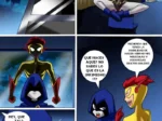 Raven y Kid Flash interactúan en un cómic erótico donde él atraviesa paredes para sorprenderla mientras ella medita.