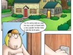 Chris Griffin desnudo entrando al baño en su casa de Quahog para masturbarse viendo porno de su hermana Meg.