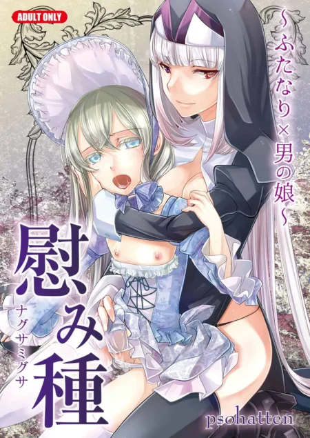 Futanari vestida de monja penetrando a una otokonoko con traje de sirvienta mientras le expone los pezones.