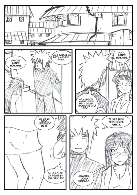 Naruto mira con deseo el trasero apretado de Hinata mientras ella luce un vestido corto y provocativo.