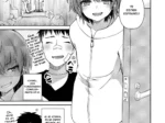 Joven hipnotizada con mirada vacía y ropa ligera recibe a un hombre en su casa en un manga erótico de Saimin Sakushu.