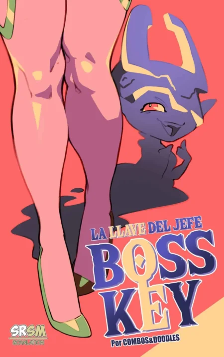 Piernas femeninas con tacones junto a un demonio morado en la portada de La Llave del Jefe de Combos&Doodles.