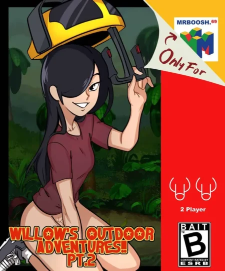 Mujer anime de cabello negro con camiseta corta y casco VR, posando sexy y desnuda de la cintura abajo en la selva.