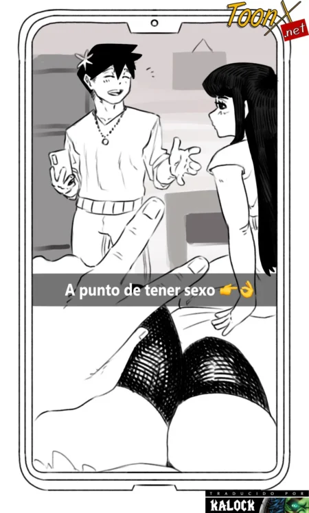 Captura de pantalla de manga con un hombre y una mujer frente a frente y un primer plano de un culo femenino con lencería.