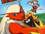 Portada de cómic erótico con Blaziken musculoso y entrenadora rubia en pose sugerente para parodia sexual de Pokémon.
