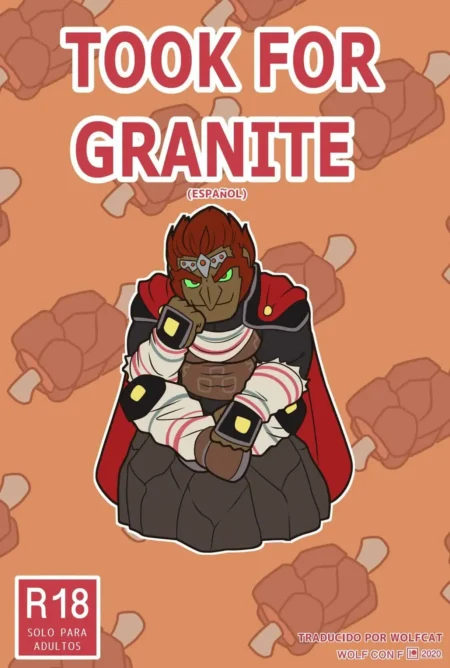Portada de cómic NSFW Took For Granite con un hombre bestia musculoso, piel marrón y capa roja sobre fondo anaranjado.