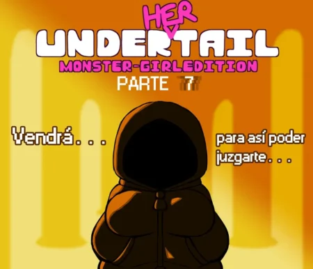 Figura femenina encapuchada con pechos grandes y curvas pronunciadas en Underhertail 7 esperando para juzgarte.