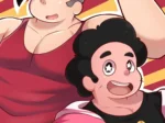 Steven Hunk Universe y Connie musculosa posan juntos exhibiendo sus cuerpos robustos y pectorales prominentes.