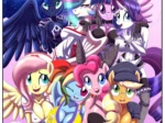 Ponys antropomórficas con pechos grandes y ropa erótica en poses sugerentes para la fantasía sexual de Spike.