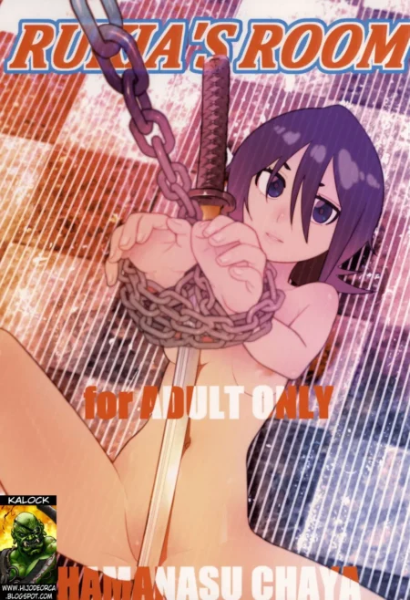 Rukia Kuchiki desnuda y encadenada de las muñecas con una katana atravesando su vagina en Rukia's Room de Hamanasu Chaya.
