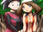 May y Brendan de Pokémon Zafiro en pose erótica con ella semi desnuda y él tocando su trasero.