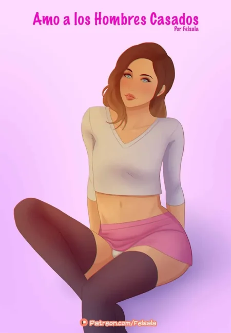 Mujer joven con top blanco corto, minifalda rosa y medias negras sentada exponiendo sus muslos y abdomen.