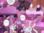 Umbreon y Sylveon en un bar, previo a escenas de sexo explícito entre Pokémon en el cómic Brotherly de Km-15.